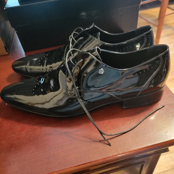 Giovanni Conti Italian black leather lace up shoes size 45 European/12 us - Picture 4 of 12